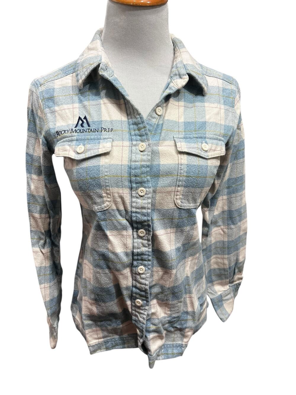 Patagonia Women's Light Blue Plaid Flannel Shirt SIZE 2